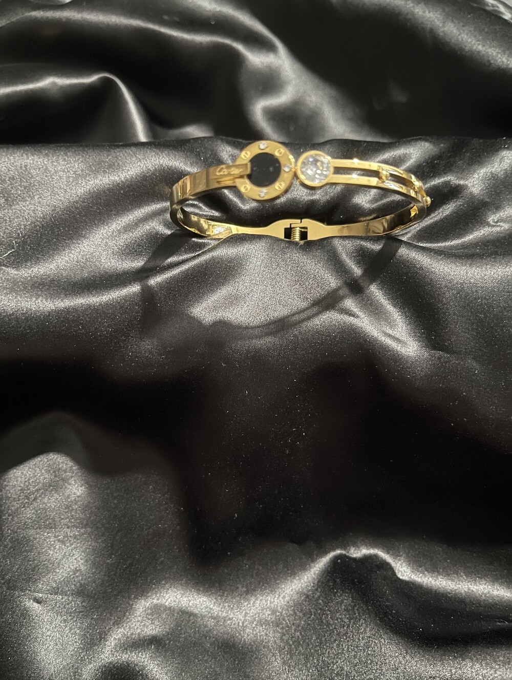 Gold Filled Elegant Gold-Tone Crystal Accent Women’s Bangle Bracelet
